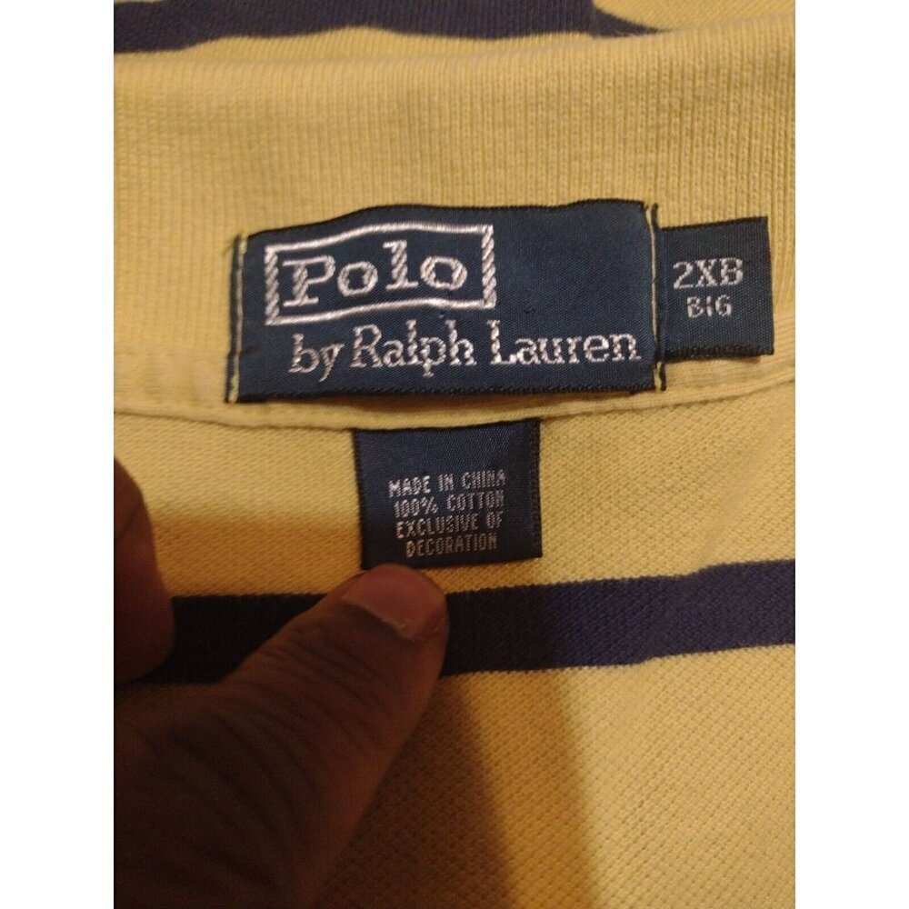Polo Ralph Lauren Polo Shirt Mens 2XB Yellow and Blue Striped Big 2X Polo - Picture 10 of 13